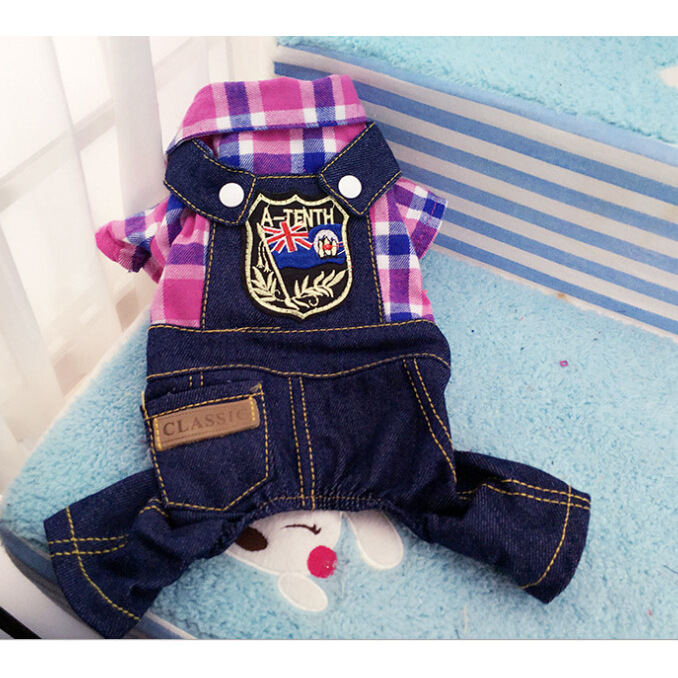 Four-legged plaid denim rose red