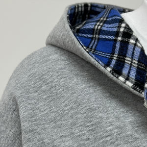 Streetwear de printemps personnalisé de haute qualité Sweat à capuche en coton à fermeture éclair Sweat à capuche à carreaux réversible surdimensionné Sweat à capuche zippé lourd pour hommes - Product Image 4