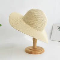 Gorras Cloche de Color sólido de ala ancha para viajes al aire libre, sombrero de Panamá de paja de papel para mujer, sombreros de paja de playa para el sol de verano para mujer en blanco