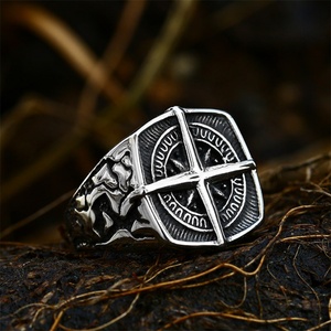 Anillos de Dedo con Brújula de Acero Inoxidable, Joyería Vintage para Hombre - Product Image 2