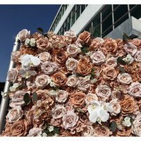 Mur de fleurs artificielles personnalisé, orchidées et roses, style automne, toile de fond marron pour photomaton 8ft x 8ft pour la décoration de fête d'automne et d'événements