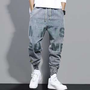 Jean délavé décontracté pour hommes, <span class=keywords><strong>pantalon</strong></span> élastique bleu clair, délavé, élastique, produit de haute qualité, nouveau, en stock - Product Image 1