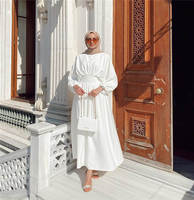 Vêtements ethniques de prière islamique traditionnelle de qualité supérieure Dubaï musulman Ramadan arabe blanc taille haute Abaya Hijab Robe Robe pour femmes