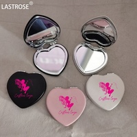Wholesale Portable Double Size Mini PU Magnifying Sided Foldable Makeup Mirror Private Label Mirror