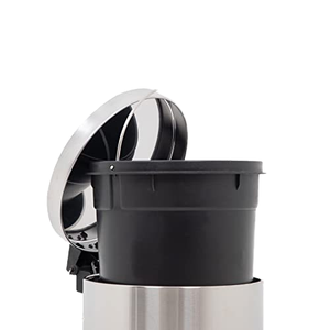 Sunshine Metal Round Step <strong>Garbage</strong> <strong>Can</strong> Stainless Steel Dustbin with Lid Foot Pedal Waste Bins for Kitchen Trash Home Storage - Product Image 4