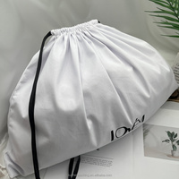 Sac à cordon en coton sergé naturel de qualité supérieure, sac à main de luxe réutilisable, sac d'emballage en tissu, sac anti-poussière doux et écologique avec logo personnalisé