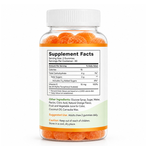 Bonbons gélifiés à la vitamine E en gros, antioxydant, soutien naturel de l'immunité et de la santé de la peau, complément alimentaire pour adultes et nouveau-nés, 60 unités - Product Image 6