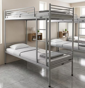 Cama litera metálica de alta resistencia ODM OEM de fábrica china para dormitorios, escuelas y apartamentos para personal. |   Litera doble de acero con escalera - Product Image 4