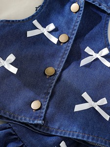 Nuovo Set di <span class=keywords><strong>Abbigliamento</strong></span> per Bambine 2026: Gilet in Denim con Colletto Halter e Gonna con Fiocco, 2-7 Anni - Product Image 5