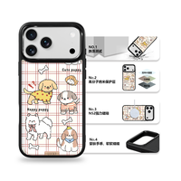 Coque de téléphone AG Feeling Black Edge avec motif chiot doré pour iPhone 17, 17 Pro Max, 16 Pro, 15, 15 Pro Max, 15 Pro, 14 Pro Max – Coque magnétique