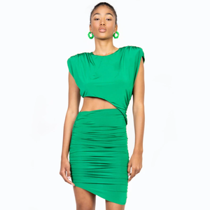 <span class=keywords><strong>Vestiti</strong></span> moda <span class=keywords><strong>verde</strong></span> donna senza maniche O collo Sexy traforato increspature abito per Party Club - Product Image 1