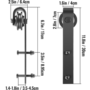 Kit de quincaillerie pour porte de grange coulissante à Rail classique 5ft-18ft système de roue à voie unique noir Double portes pour salle de bain moderne - Product Image 2