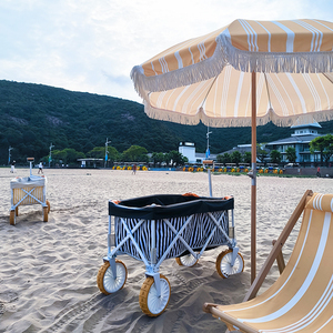 Anpassbares Muster Luxus Strand wagen mit großen Rädern für Sand Camping klappbaren Strand wagen - Product Image 5