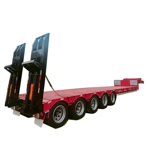 Schlussverkauf 4 6 Achse 100 Tonnen Gooseneck lowboy niedriges Bett flachbett-Semi-Anhänger mit mechanischer Leiter