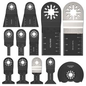 Set Professionale di 12 Lame Multifunzione <span class=keywords><strong>per</strong></span> <span class=keywords><strong>Legno</strong></span>, Lame Oscillanti a Sgancio Rapido, Accessori <span class=keywords><strong>per</strong></span> Utensili Multifunzione con Foro Chiuso - Product Image 1