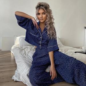 אופנה וקז'ואל סִגְנוֹן קיץ פיג'מה עם שרוולים קצרים סט פיג'מות לנשים - Product Image 2