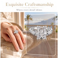 Ensemble de bagues de mariage de luxe en argent pur S925 plaqué or 18 carats avec moissanite 4 carats certifiée GRA pour fiançailles/fêtes