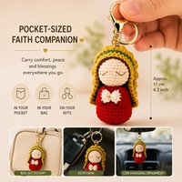Jouet en peluche Amigurumi religieux chrétien Notre-Dame de Guadalupe Jésus, pendentif doux et écologique, cadeau d'église, poupée Vierge Marie béquilleuse