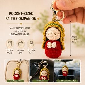 Giocattolo di Peluche Amigurumi Religioso Cristiano, Madonna di Guadalupe, Gesù, Regalo Ecologico per la Chiesa, Ciondolo, Bambola della Beata Vergine Maria - Product Image 5