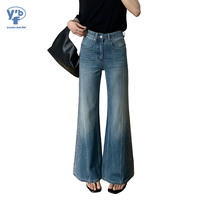 Jean baggy personnalisé YUANBOFEI, coupe vintage, jambe large, en denim délavé, avec décoration intégrale en strass et diamants
