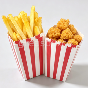 Caja de PVC roja y blanca con temática de dulces para exhibición de comida en restaurantes, carros de comida, cines y presentaciones de aperitivos de comida rápida (papas fritas, pollo frito, palomitas de maíz) - Product Image 5