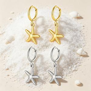 Pendientes Colgantes de Estrella de Mar <span class=keywords><strong>para</strong></span> <span class=keywords><strong>Mujer</strong></span>, Chapados en Oro de 18K, Acero Inoxidable, Sin Deslustre, Joyería Oceánica, de Moda <span class=keywords><strong>para</strong></span> Fiestas - Product Image 4