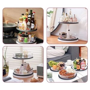 2 Tier Multipurpose Height Adjustable Rotating Lazy Susan Turntable Spice Rack <b>Organizer</b> Cabinet - Product Image 6