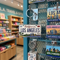 Porte-clés en métal personnalisé avec design de ville américaine, fabrication SEDEX, souvenir de Los Angeles Hollywood Californie