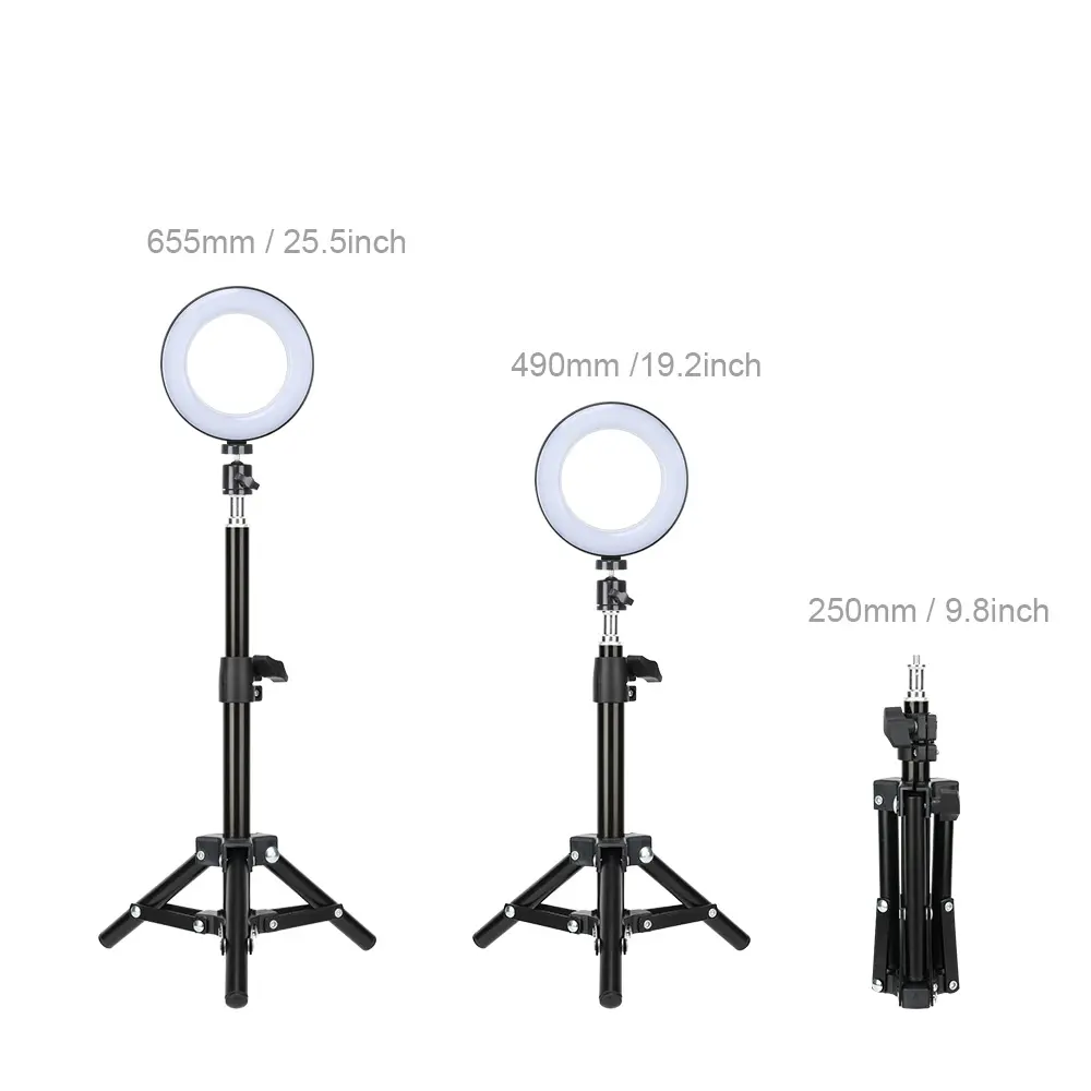 Zomei 6 Inch Adjustable Color Temperature led ring light with tripod rgb light for Video Playback makeup