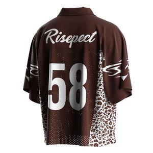 Camiseta Deportiva Retro de Fútbol Americano con Cuello Polo, Bordado, Estilo Vintage, Tejido de Malla con Tejido de Punto Brillante para Atuendos Modernos - Product Image 3