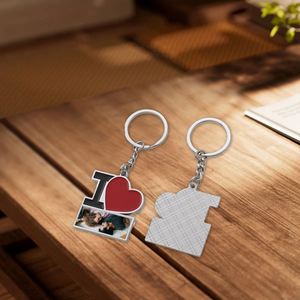 Valentine's Day Gift <b>Couple</b> Zinc Alloy Heart Keychains Thermal Transfer Printing Lightweight Luxury High Quality Lovers Keychain - Product Image 3