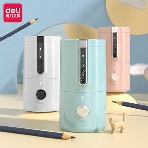 Deli Automatic Pencil Sharpener Electric Adjustable Rechargeable For Students School Use White Pink Blue Colors - Product Image 1