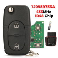 Clé de voiture télécommande pliable 433Mhz 1J0959753A avec puce ID48 pour Golf 4, Passat MK4, Seat, Skoda, lame HU66