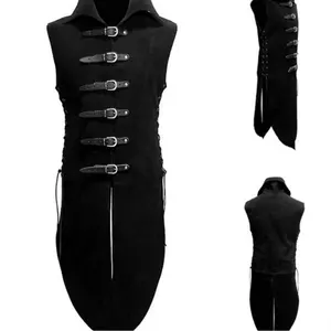 Halloween Pirate Warrior Costume Medieval Waldelf Jerkin Outfit Armor Men's Buckle Strap Vest Doublet Jacket Coat Tunic Adult