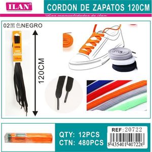 Lacets Iln 120 cm noirs pour baskets - Product Image 1