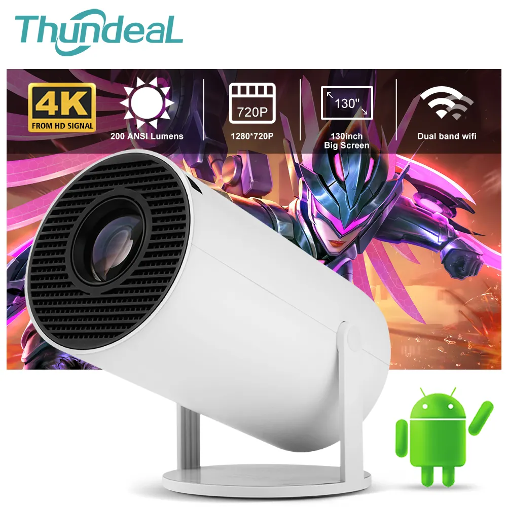 Progaga Projektor 4K Android 11 WiFi 200 ANSI Allwinner H713 HY300 BT5.0 1080P 1280 x 720P Heimkino Outdoor tragbarer Projektor