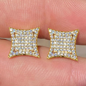 Eleganti Orecchini a Perno con Zirconi a Forma di Diamante, Design Geometrico Minimalista, Gioielli da Donna alla Moda per Uso Quotidiano, Regalo Chic - Product Image 1
