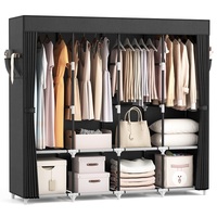 Armoire portable avec housse, 4 étagères de rangement et 4 tringles de suspension, armoire portable robuste et autoportante pour chambre à coucher
