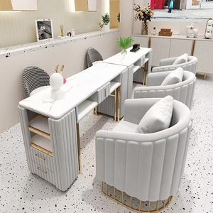 Ensemble table et chaise de manucure au design moderne avec aspirateur, canapé en métal, mobilier de salon commercial pour bar à ongles - Product Image 1