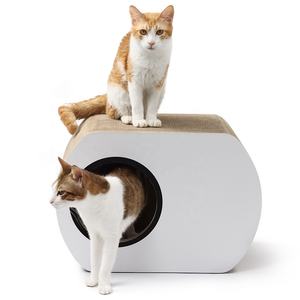 Nieuwe Ovale Stijlvolle Kat Meubels Kartonnen Kat Huis En Scratcher - Product Image 1