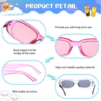 Petites lunettes de soleil rectangulaires rétro, lot de lunettes de soleil vintage tendance des années 90 pour femmes et hommes (carrées, couleur transparente)