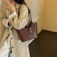 Sac à bandoulière en PU gaufré imitation tissé, grande capacité, ouverture supérieure, multifonctionnel, pour femme