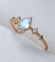 Bijoux de luxe en argent Sterling 925 plaqué or S925, bague fine en pierre de lune plaquée or pour femmes