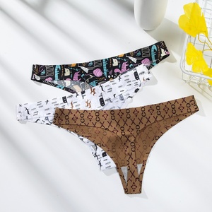 Europa Estados Unidos Señoras Sexy Seda de hielo Tanga sin costuras Cintura baja Fino Antibacteriano Floral Impreso Entrepierna Factory <span class=keywords><strong>Outlet</strong></span> Stock - Product Image 2
