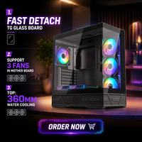 Fast Detach TG GLASS Window PC Gaming ATX Mid Tower Computer Case