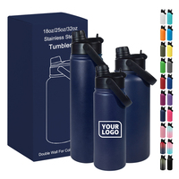 Bouteille d'eau personnalisée avec logo, 15 oz, 25 oz, 32 oz, en acier inoxydable, à double paroi, avec revêtement en poudre, bouteille à boire personnalisée avec poignée