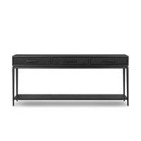 Table console contemporaine en bois massif artisanal de luxe avec rangement durable pour salon