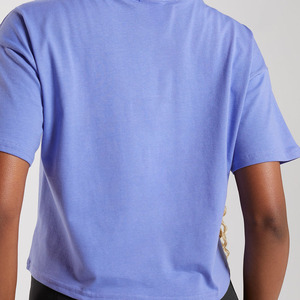 Haut court personnalisé surdimensionné blanc Gym Crop hauts T-Shirts femmes été Offre Spéciale femmes <span class=keywords><strong>Tee</strong></span> femmes solides T-Shirts courts - Product Image 3
