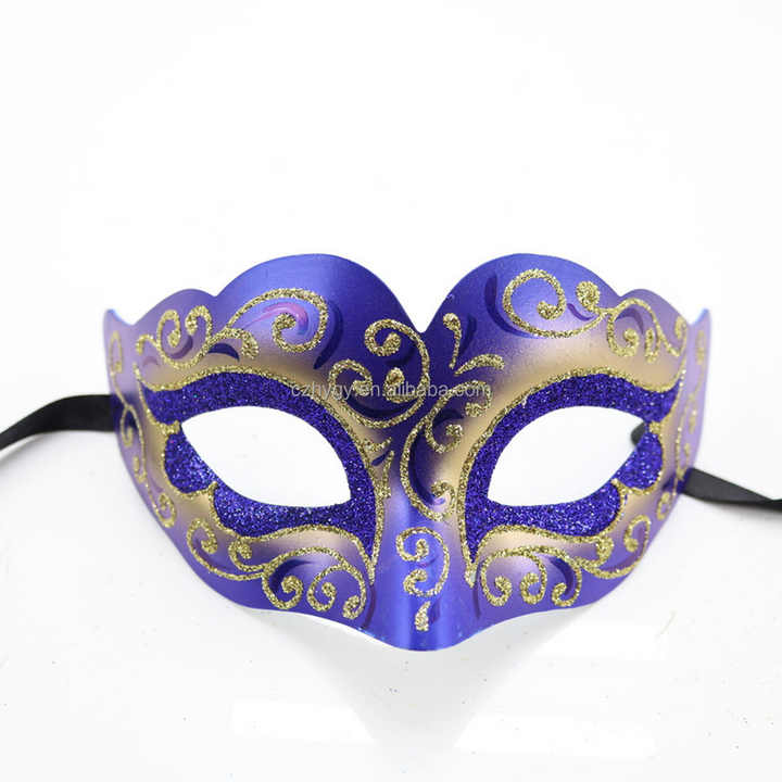 High Quality Blue Plastic Mardi Gras Wedding Mask Venetian Style Masquerade Ball Costumes for ...