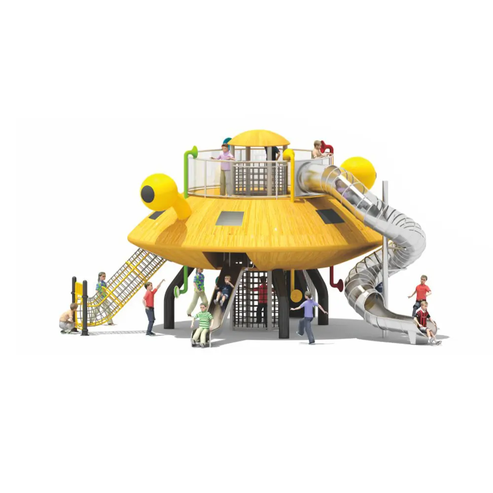 Outdoor Vermaakmateriaal Ufo Vorm Multifunctionele Kinderen Glijbaan Amusement Swing